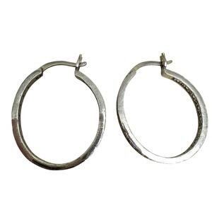 Sterling Silver 925 FAS Hoop Pierced Earrings Pave Set Accents Hinged Closure